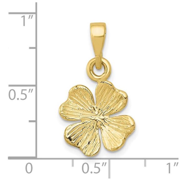 10K Yellow Gold Gold Polished & Textured Four Leaf Clover Pendant